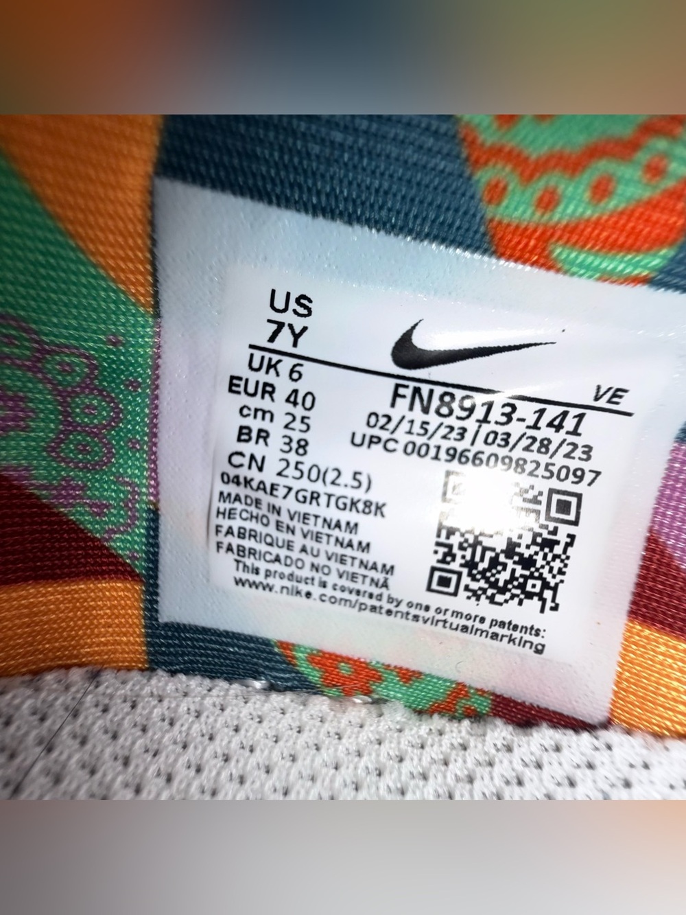 Nike Dunk Low GS 7Y Women’s 8.5 Multi-Color Paisley FN8913-141 White - Picture 10 of 10